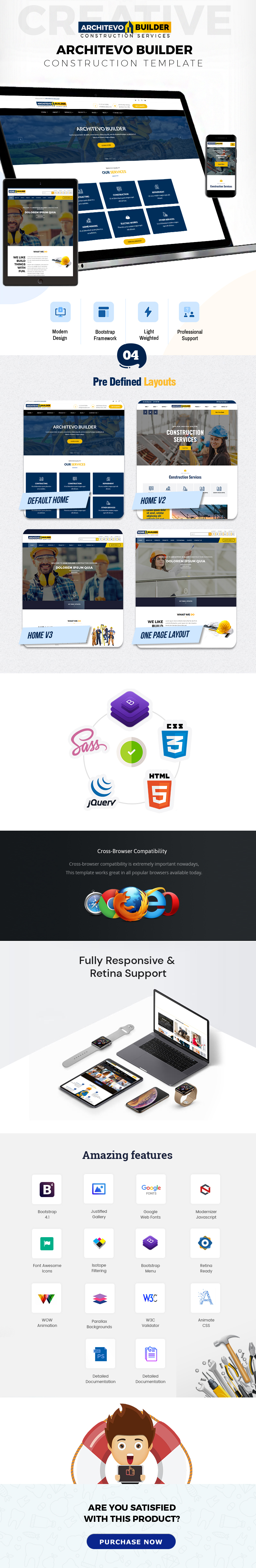 Architevo Builder Construction HTML5 Bootstrap Templates